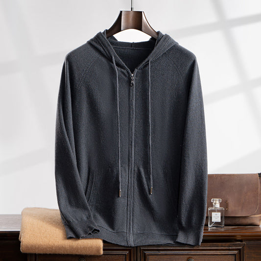 Men's Cashmere Cardigan with Hood