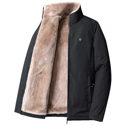 Padded men's winter jacket with stand-up collar