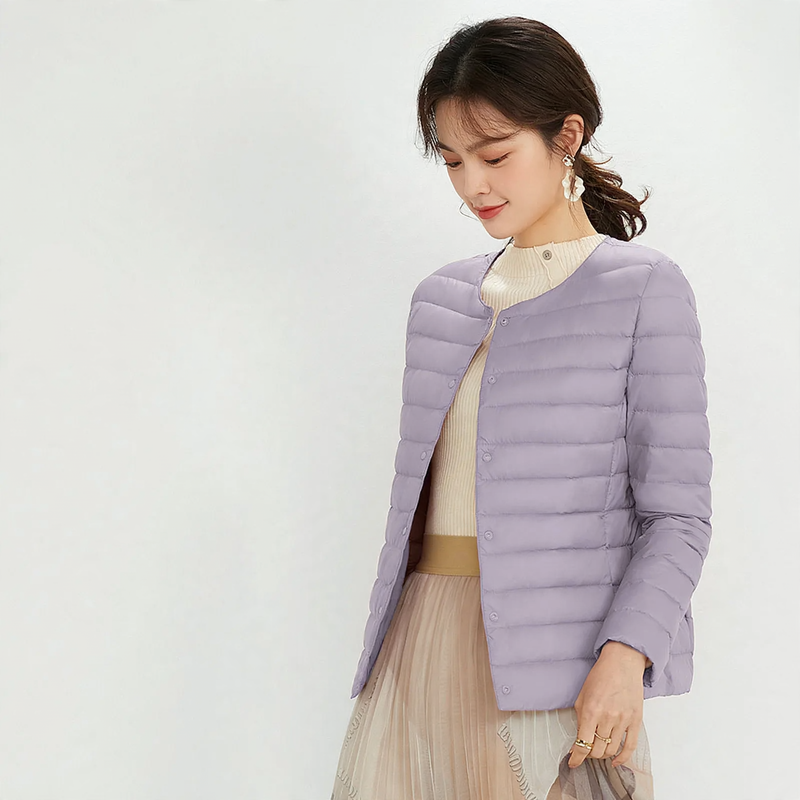 Light women's down jacket, versatile to wear, white duck down