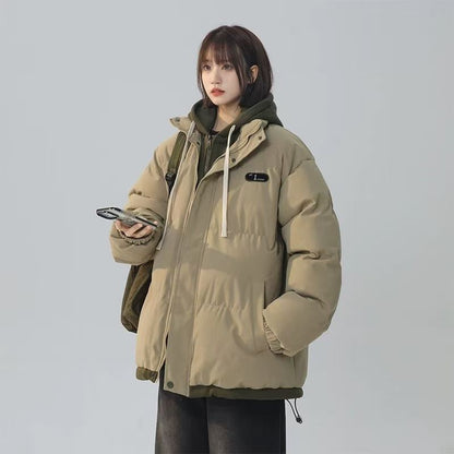 Padded women's winter jacket in layered look