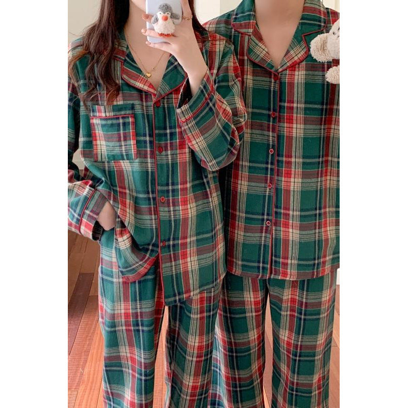 Christmas check house suit for women, brushed