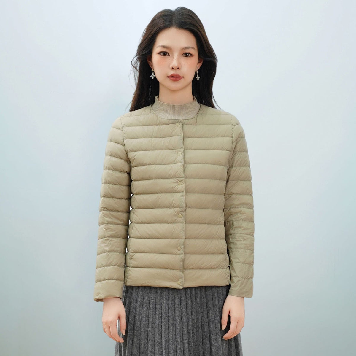 Light women's down jacket, simple design