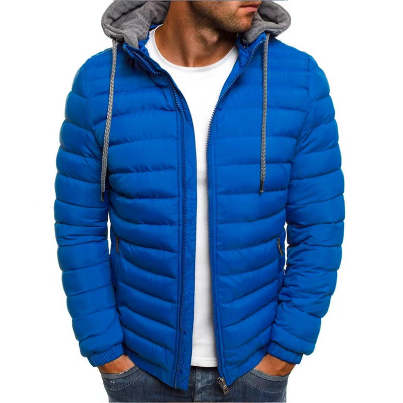 Padded men's winter jacket with hood