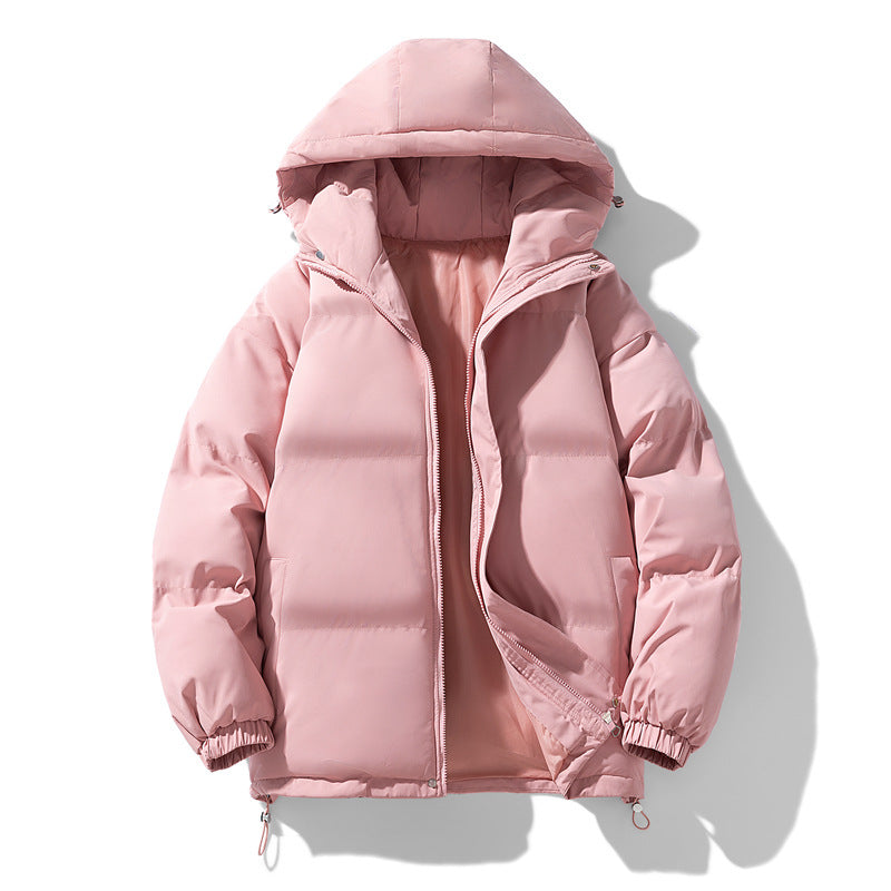 Padded hooded jacket for men and women, warm