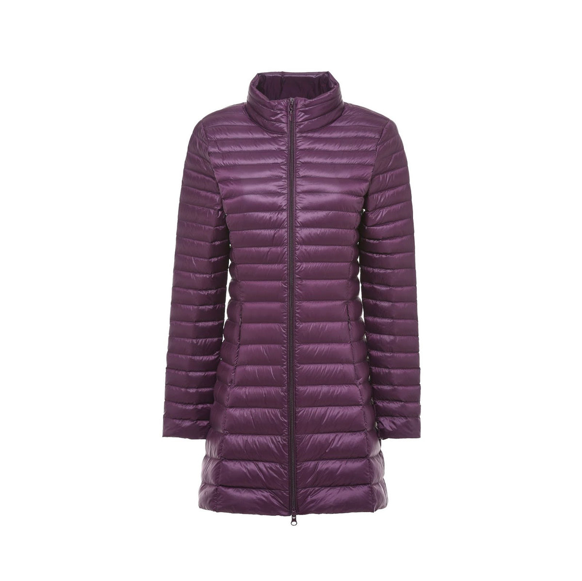 Women's down coat, mid-length, stand-up collar