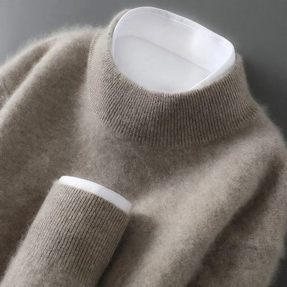 Men's wool sweater, half collar, knit, loose fit