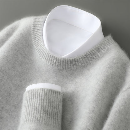 Men's wool sweater with stand-up collar