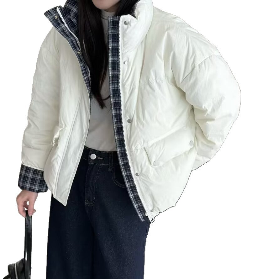 Short women's down jacket with high filling volume