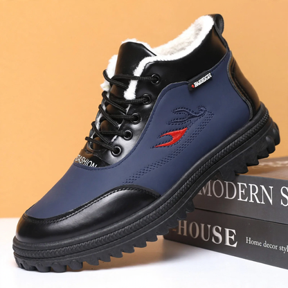 Padded men's winter boots, slip-resistant, water-repellent