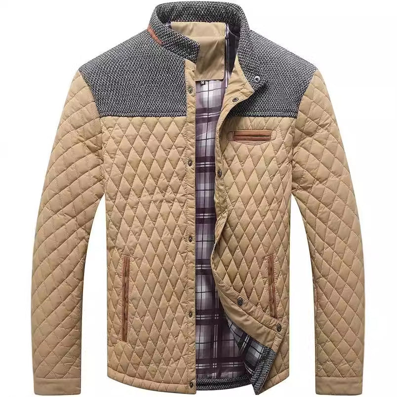 Men's padded jacket, checked, for leisure and sport