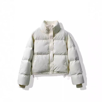 Short, loose women's winter jacket in modern style