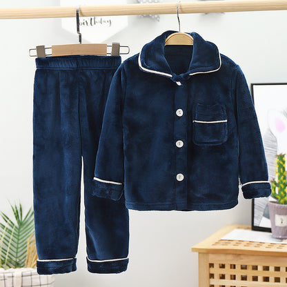 Children's flannel pajamas, warm and thick
