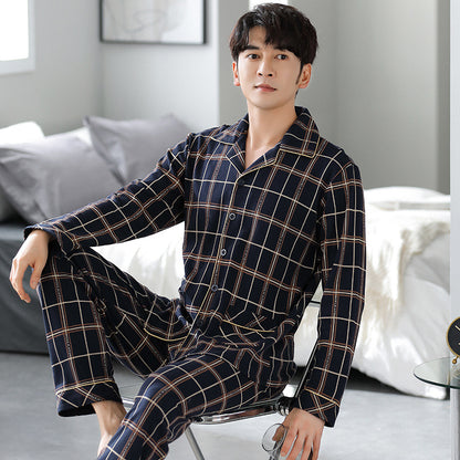 Men's house suit made of cotton, long-sleeved