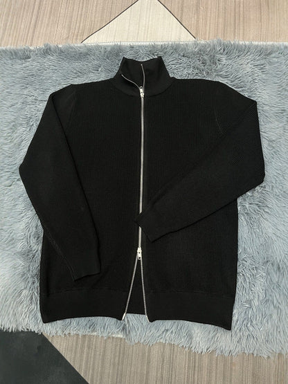 Unisex knitted jacket with roll neck and double zipper