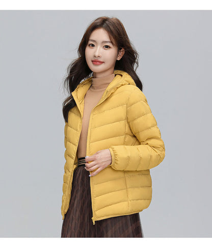 Lightweight down jacket with hood for women