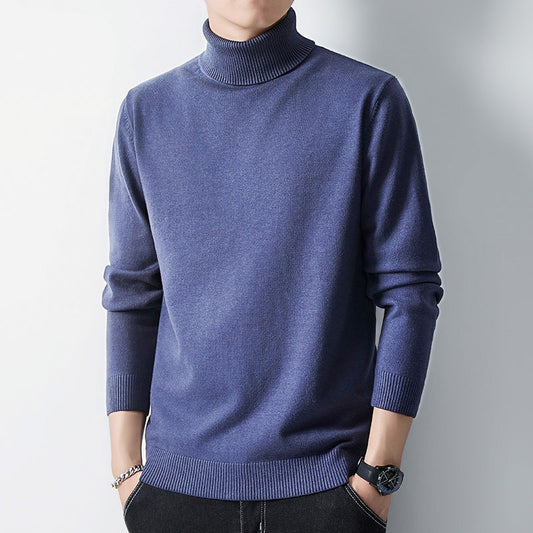 Men's knit sweater with high collar, body-hugging