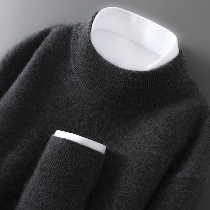 Men's wool sweater, half collar, knit, loose fit