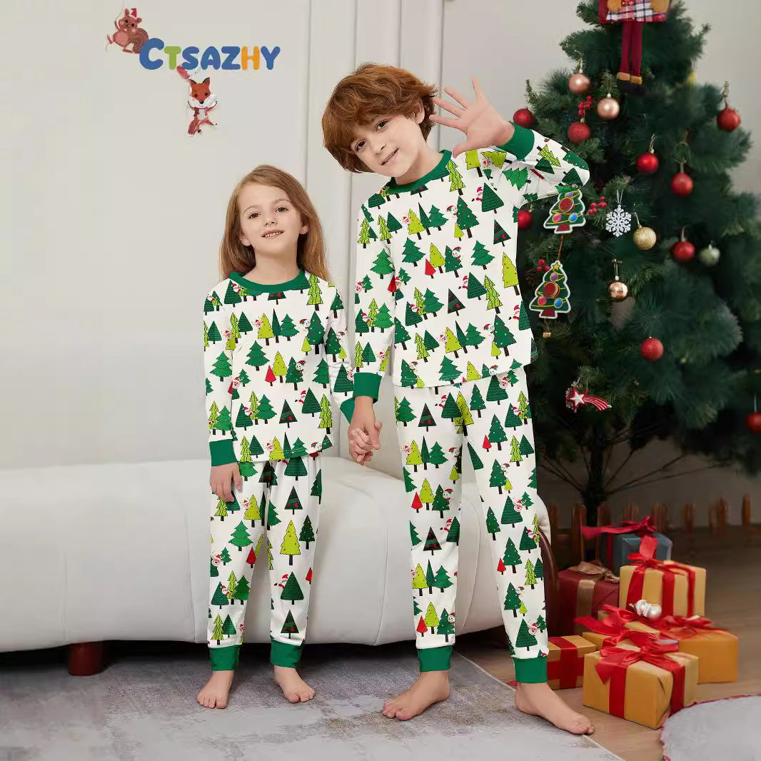 Christmas Family Pajama Set with Christmas Tree Print