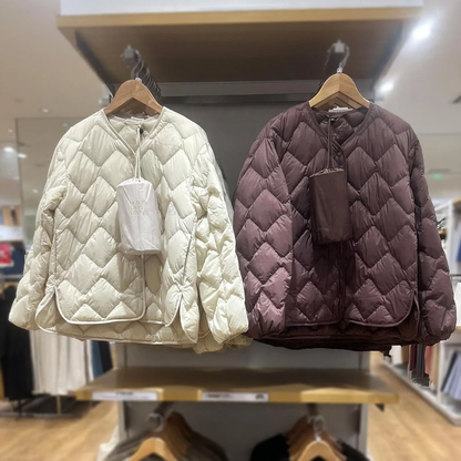 Light down jacket with V-neck for women and men