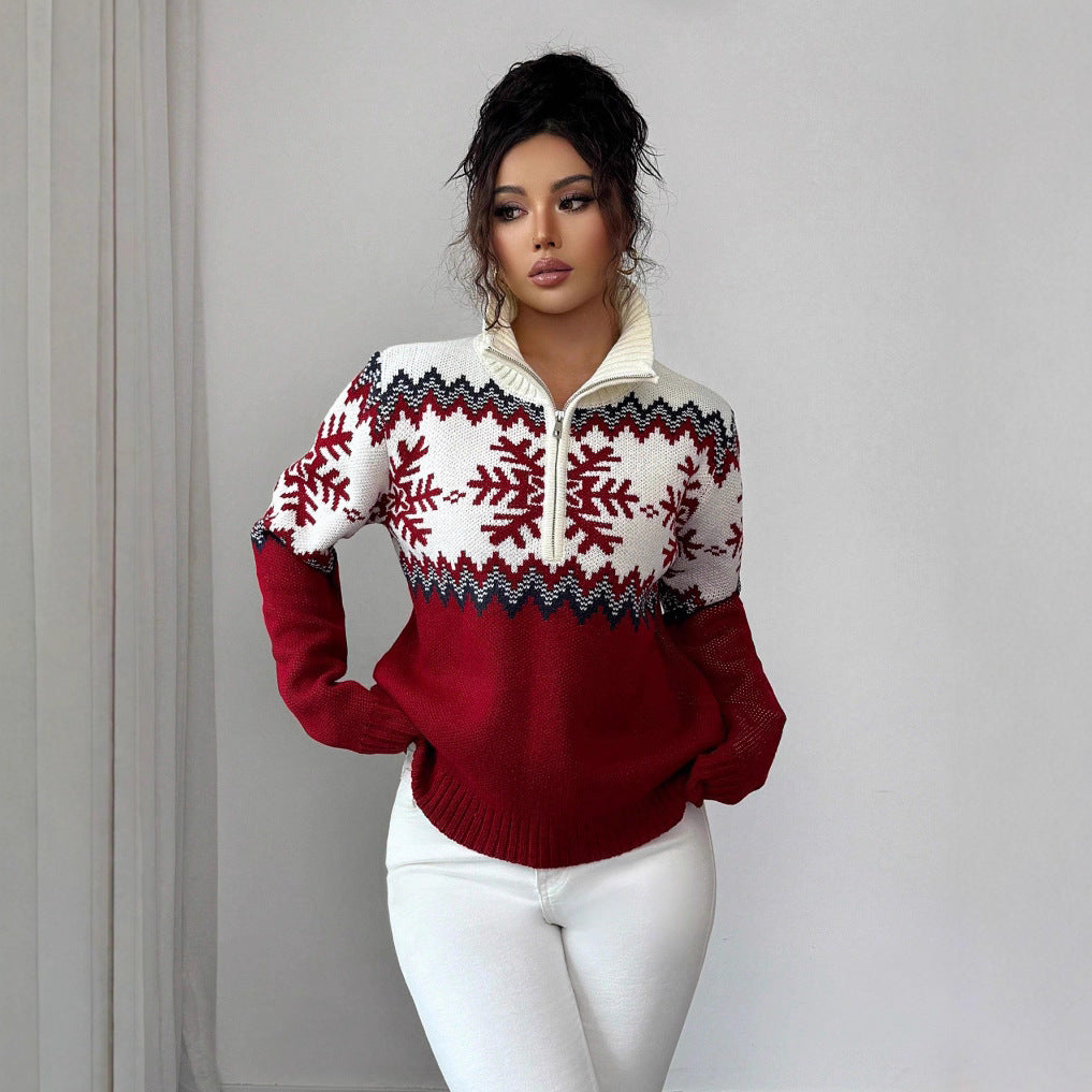 Fair Isle pullover with zipper for couples