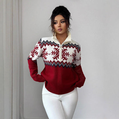 Fair Isle pullover with zipper for couples
