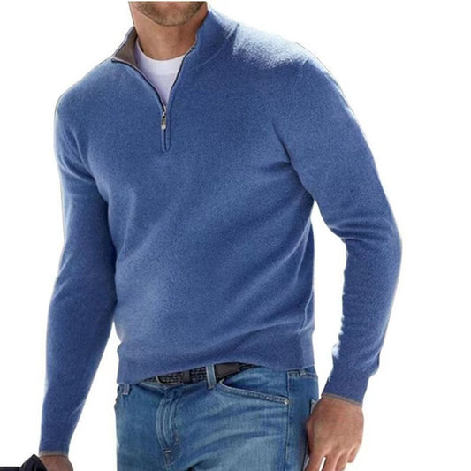 Men's Long Sleeve Cashmere Sweater, Simple Design