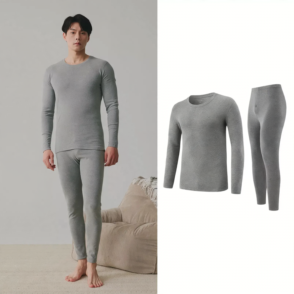 Cotton underwear set, 280g, round neckline
