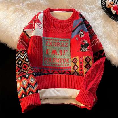 Nordic retro knitted sweater, lined, for women and men
