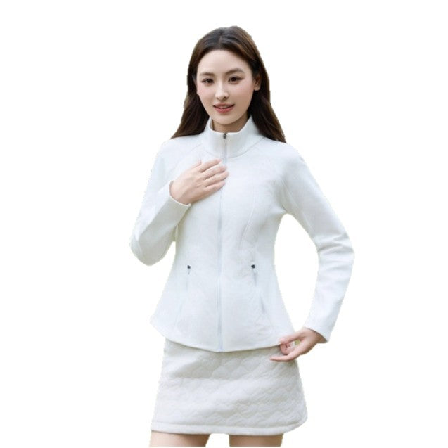 Light women's down jacket with stand-up collar