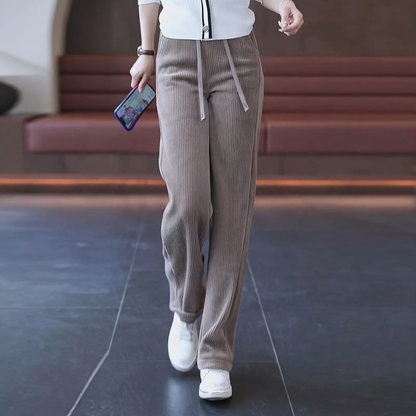 Women's corduroy pants, lined, straight cut
