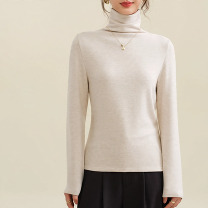 Women's Wool-Silk Sweater, lined, with stand-up collar