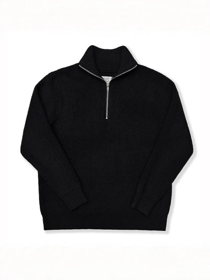 Unisex knitted pullover with zipper, cotton blend