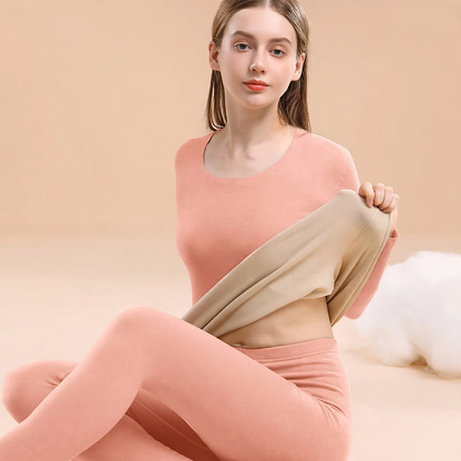 Thermal underwear set, lined, round neck