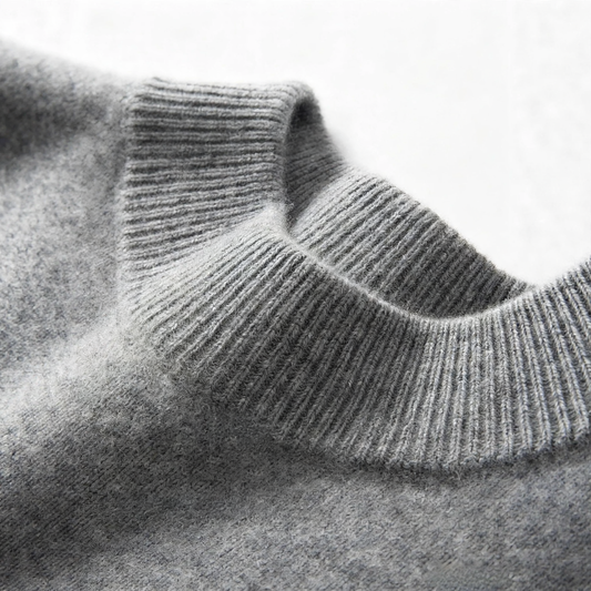Men's cashmere sweater, stand-up collar, solid color