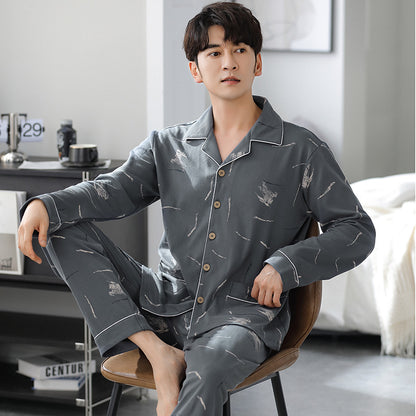 Men's house suit made of cotton, long-sleeved