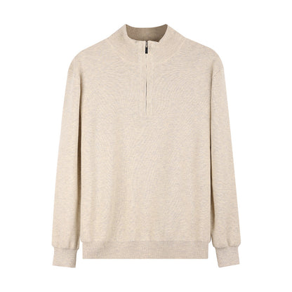 Men's wool sweater with stand-up collar and zipper