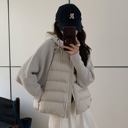 Light women's quilted jacket with hood