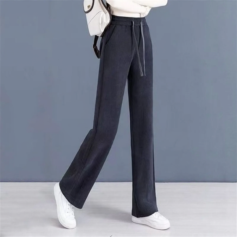 Women's corduroy pants, lined, straight cut