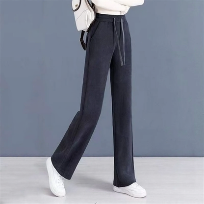 Women's corduroy pants, lined, straight cut