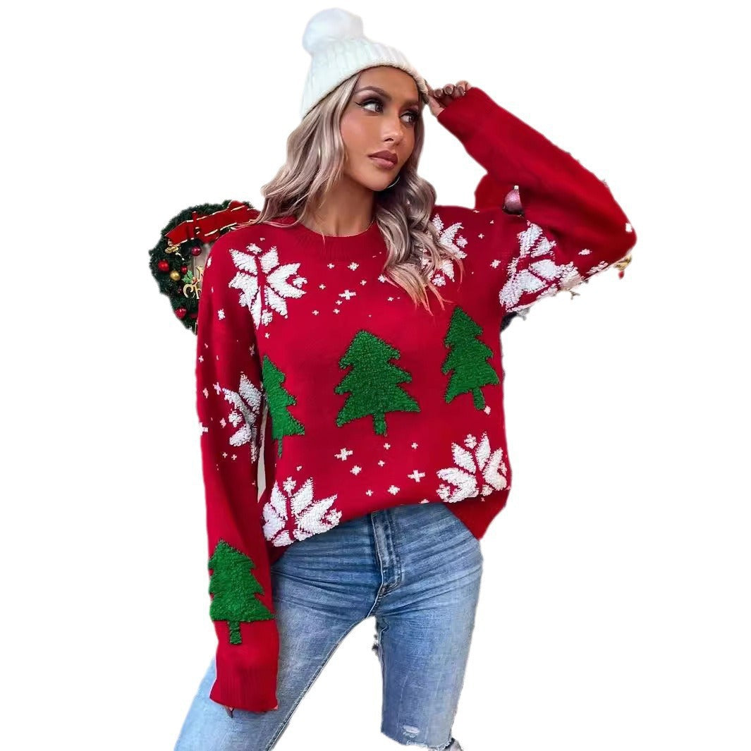 Knit sweater with Christmas motif