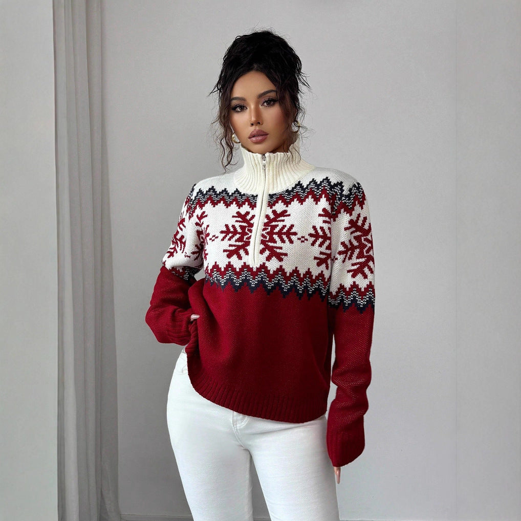 Fair Isle pullover with zipper for couples