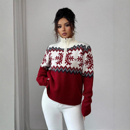 Fair Isle pullover with zipper for couples