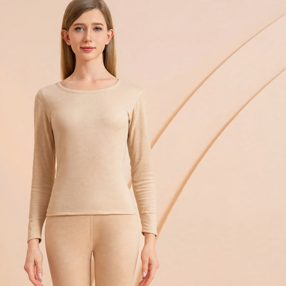 Thermal underwear set, cashmere-silk blend, round neck