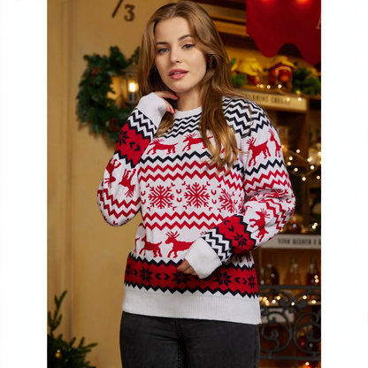 Christmas sweater with reindeer jacquard for men and women
