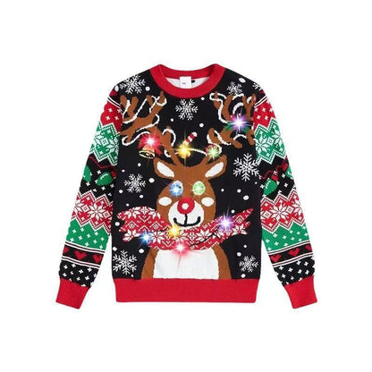 Christmas sweater with 3D print and light effects