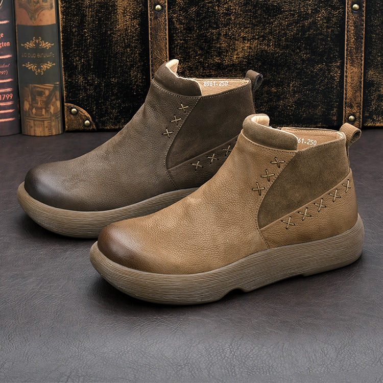 Men's Chelsea boots made of real leather, lined, with zipper