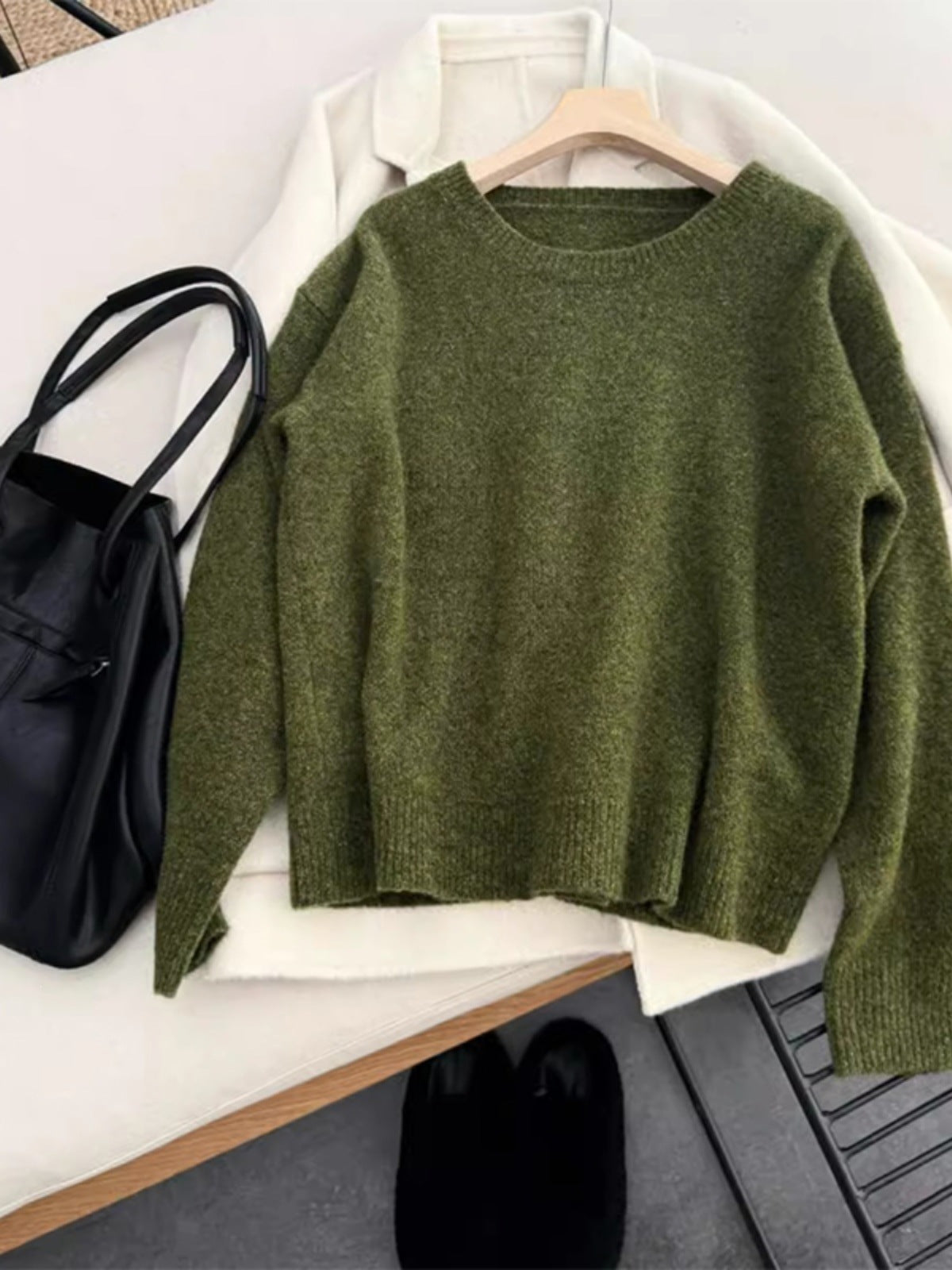 Vintage knit sweater in avocado green