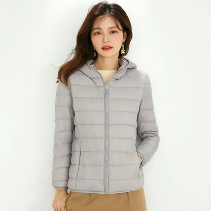 Lightweight down jacket with hood for women