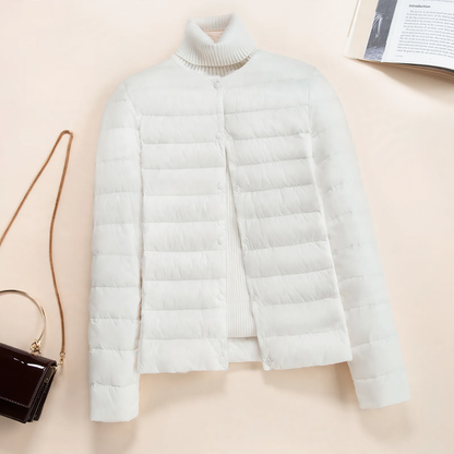 Light women's quilted jacket, short, tailored