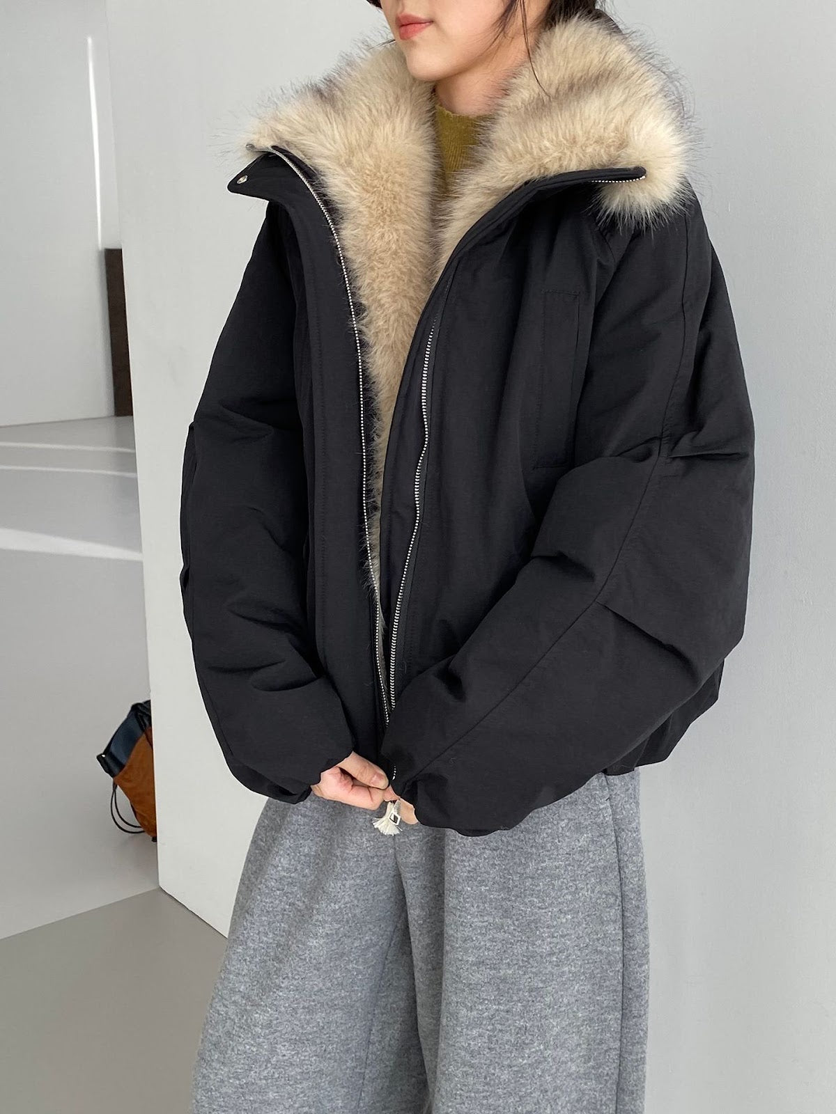 Ladies' Down Parka with Faux Fur Collar